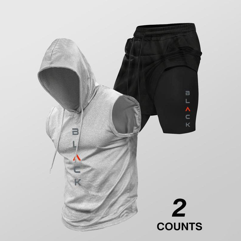 ⌛🏃‍♂️💪 NUR NOCH 1 WOCHE – 50% RABATT! Herren Sport-Set – Ärmelloses Hoodie & Shorts – Atmungsaktiv, schnelltrocknend & bequem ⏰