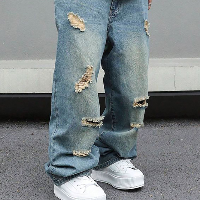 👖✨ 50% RABATT! Herren-Jeans mit geradem Bein, Oversize-Passform und Ripped-Effekt – Lässig, urban & perfekt für den Streetstyle-Look 🏙️