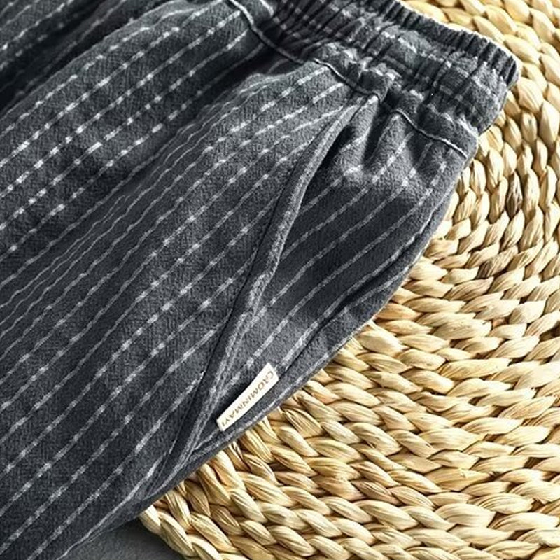 👖✨ 50% RABATT! Herren Freizeithose aus Leinenmischung mit Streifenmuster – Leicht, atmungsaktiv & bequem 🍂