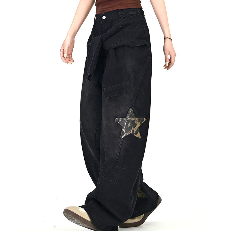 👖 50% RABATT! ⭐ Unisex Baggy-Jeans mit Stern-Patches – Lässiger Oversize-Schnitt, weicher Denim & angesagter 90s-Look ✨