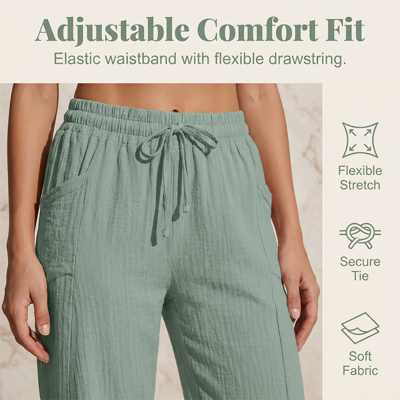 👖✨ Leichte Damen-Capri mit Falten & verstellbarem Bund – 50% RABATT! Premium-Qualität für den Alltag