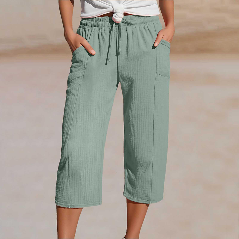 👖✨ Leichte Damen-Capri mit Falten & verstellbarem Bund – 50% RABATT! Premium-Qualität für den Alltag