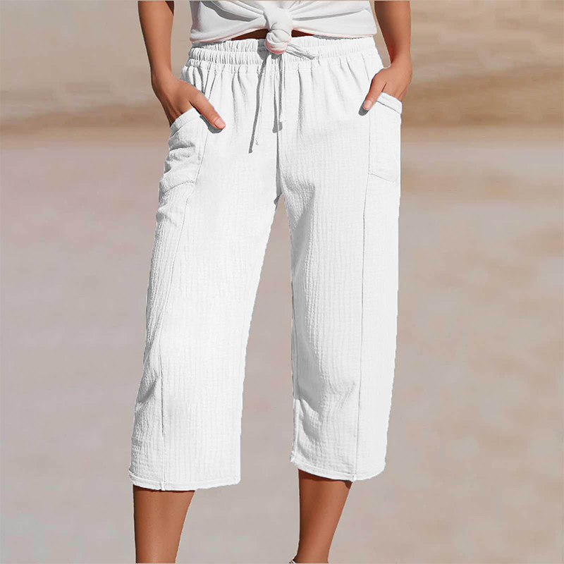 👖✨ Leichte Damen-Capri mit Falten & verstellbarem Bund – 50% RABATT! Premium-Qualität für den Alltag