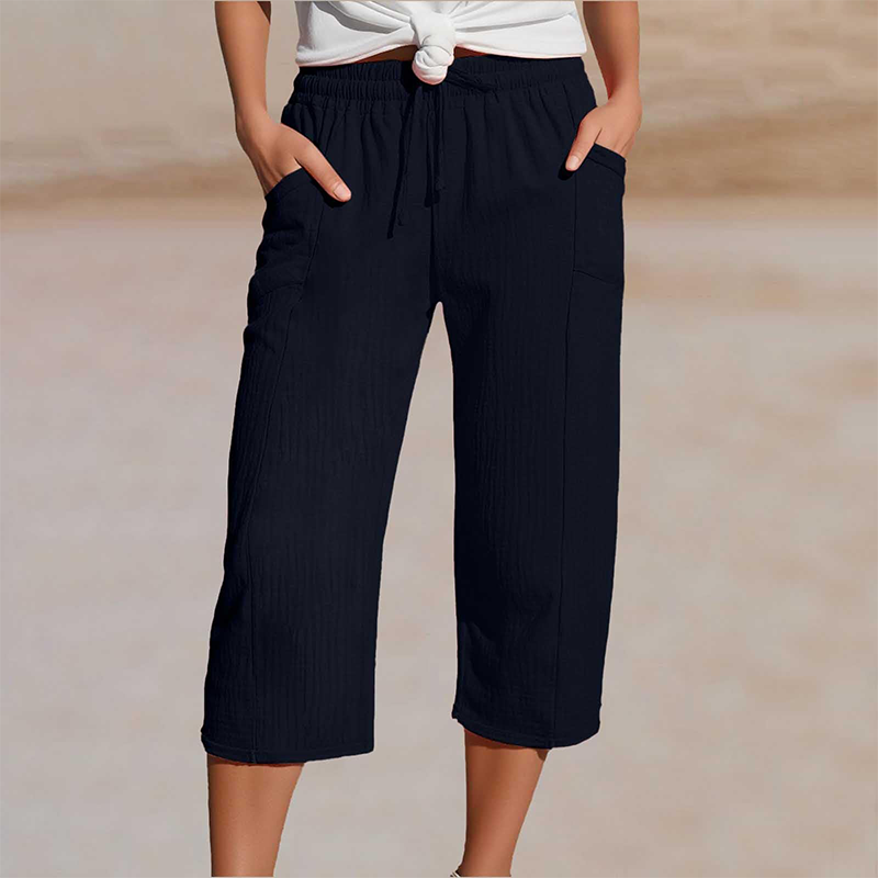 👖✨ Leichte Damen-Capri mit Falten & verstellbarem Bund – 50% RABATT! Premium-Qualität für den Alltag