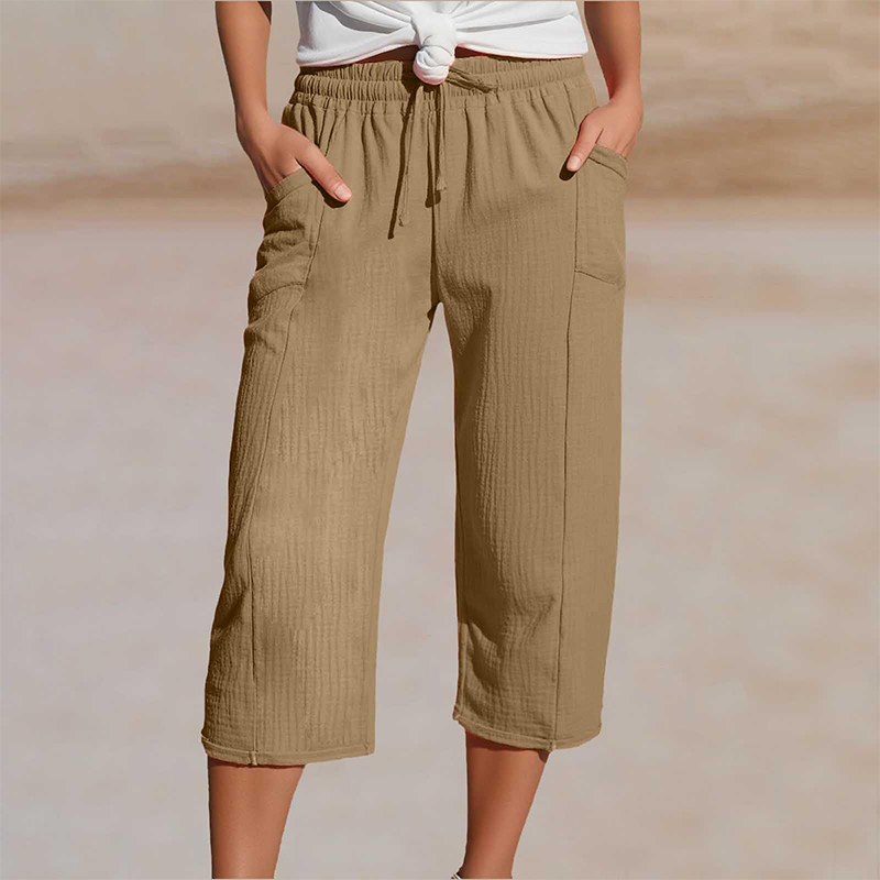 👖✨ Leichte Damen-Capri mit Falten & verstellbarem Bund – 50% RABATT! Premium-Qualität für den Alltag