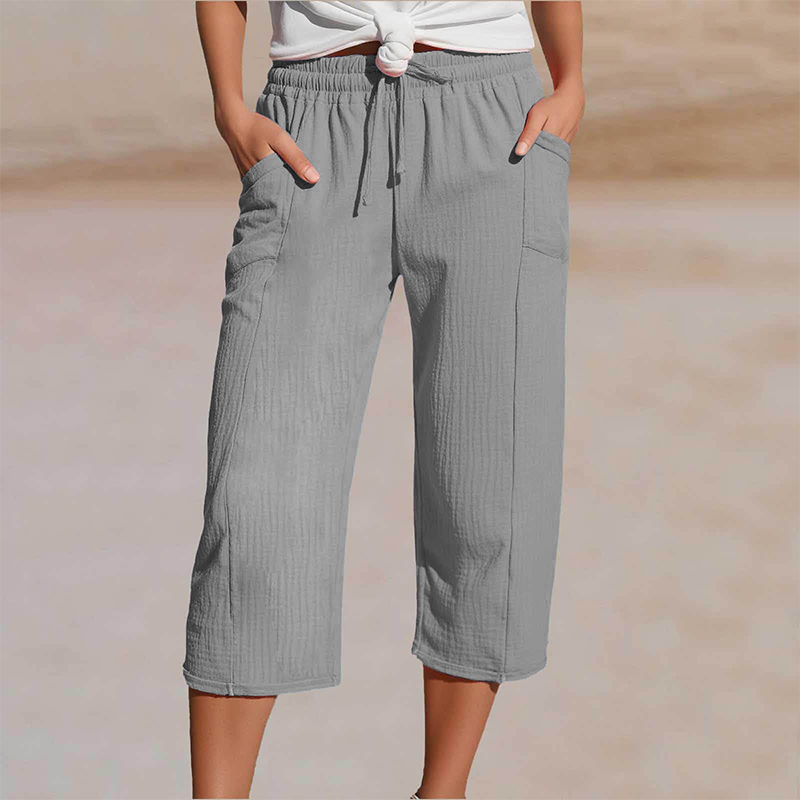 👖✨ Leichte Damen-Capri mit Falten & verstellbarem Bund – 50% RABATT! Premium-Qualität für den Alltag