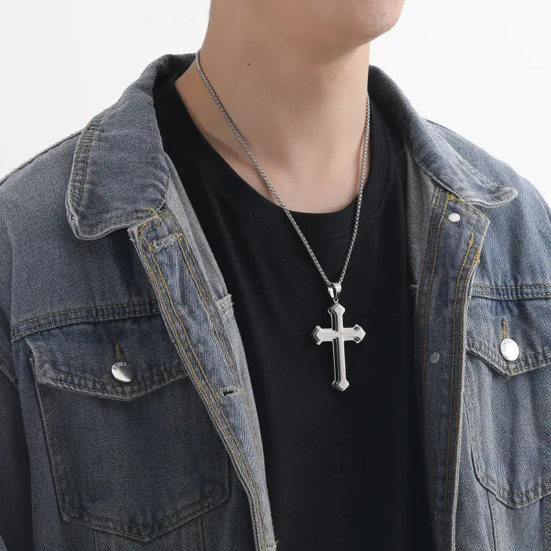 ✝️⏰ Herren-Vaterunser-Kreuz-Halskette – 50% RABATT! Edelstahl, robust & perfekt als Glaubenssymbol oder Geschenk ✨