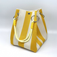 Gestreifte Strick-Bucket-Tasche – leicht, flexibel & vielseitig – ideal für den Alltag, Strand & Shopping