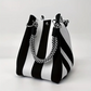 Gestreifte Strick-Bucket-Tasche – leicht, flexibel & vielseitig – ideal für den Alltag, Strand & Shopping