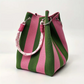 Gestreifte Strick-Bucket-Tasche – leicht, flexibel & vielseitig – ideal für den Alltag, Strand & Shopping