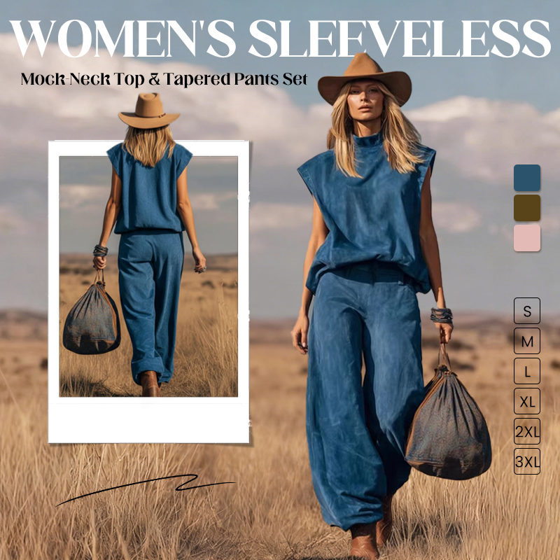 👔✨ 50% RABATT! Damen Set: Ärmelloses Oberteil mit Stehkragen und schmal zulaufender Hose – Stilvoll, vielseitig & perfekt für elegante Auftritte ✨