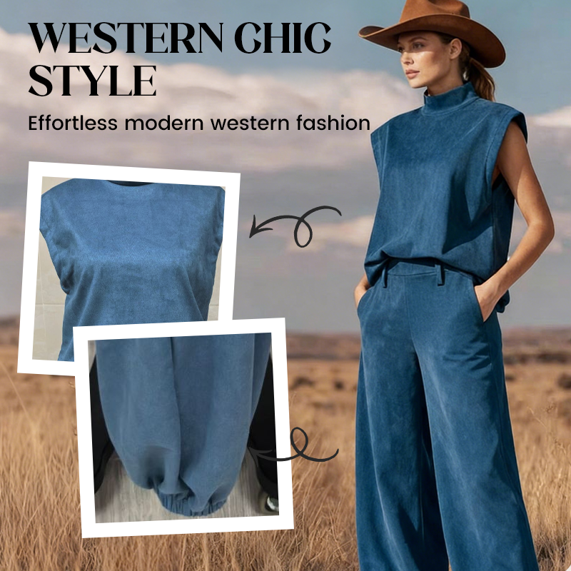 👔✨ 50% RABATT! Damen Set: Ärmelloses Oberteil mit Stehkragen und schmal zulaufender Hose – Stilvoll, vielseitig & perfekt für elegante Auftritte ✨