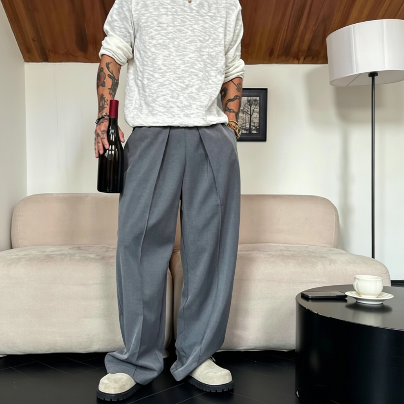 👖 50% RABATT! ✨ Herren Weithose mit Falten & elastischem Bund – Bequem, stilvoll & perfekt für Büro, Freizeit oder Reisen – atmungsaktiv und knitterarm 🌿
