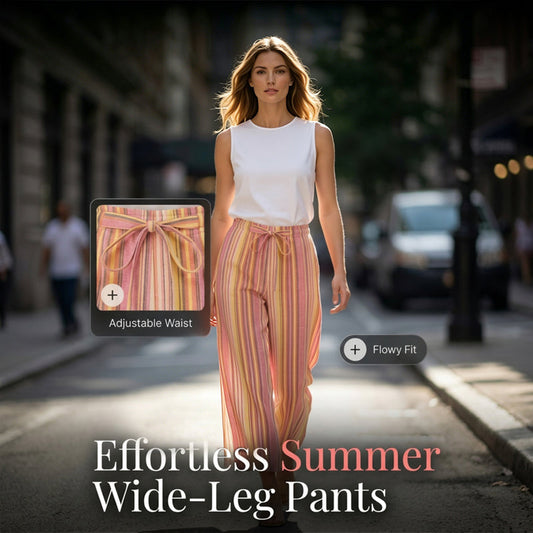 👖✨ 50% RABATT! Gestreifte Damenhose mit Kordelzug und weitem Bein – Leicht, lässig & perfekt für einen lässig-stilvollen Look 🍂