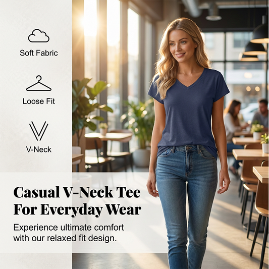 👕✨ 50% RABATT! Lässiges Damen-T-Shirt mit V-Ausschnitt und kurzen Ärmeln – Weich, vielseitig & perfekt für den Alltag 💫