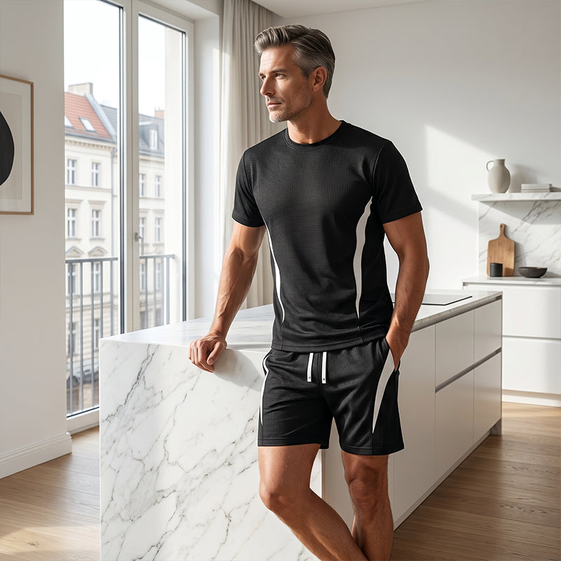 👕🩳 50% RABATT! Herren Waffelstrick-Set: T-Shirt & Shorts – Leicht, bequem & perfekt für Zuhause, Sport & Freizeit 🍂