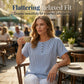 👔✨ 50% RABATT! Damen gestreiftes Henley-Shirt – Bügelfrei, bequem & hautfreundlich – Lässiger Chic für Freizeit, Büro & Urlaub 🌿