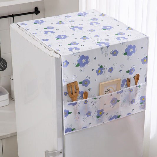 🛍️ 50 % Rabatt – Transparente wasserdichte Kühlschrankabdeckung mit Aufbewahrungstaschen – passend für ein- & zweitürige Kühlschränke – schützt vor Staub & Fett 🧊
