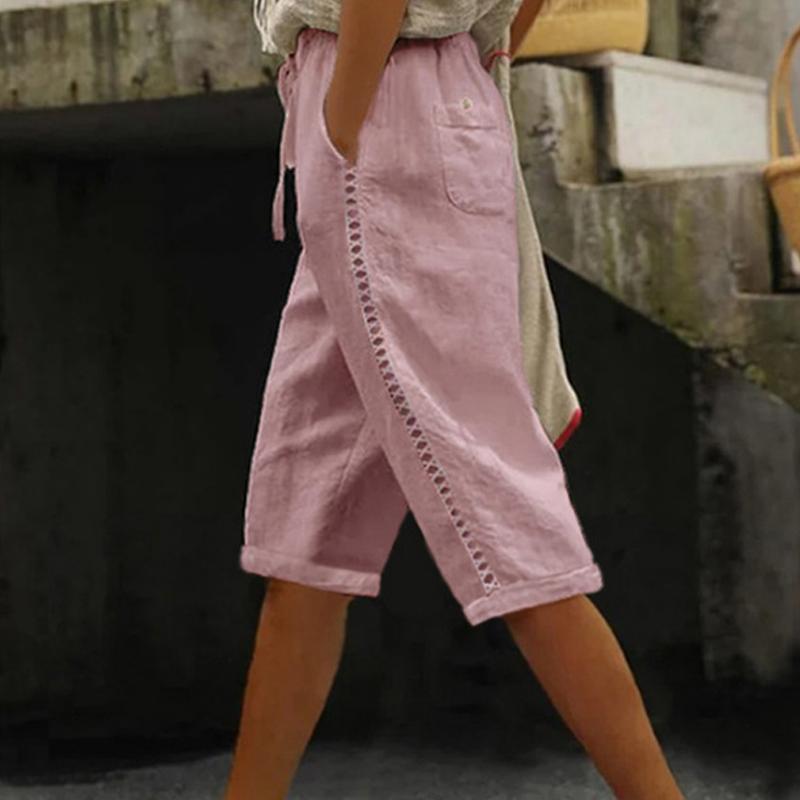 👖🌺 50% RABATT! Sommer-Caprihose für Damen mit Spitzenausschnitt – Lässig, feminin & perfekt für warme Tage ✨