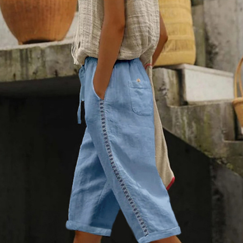 👖🌺 50% RABATT! Sommer-Caprihose für Damen mit Spitzenausschnitt – Lässig, feminin & perfekt für warme Tage ✨