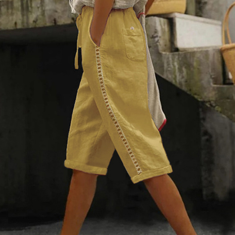 👖🌺 50% RABATT! Sommer-Caprihose für Damen mit Spitzenausschnitt – Lässig, feminin & perfekt für warme Tage ✨