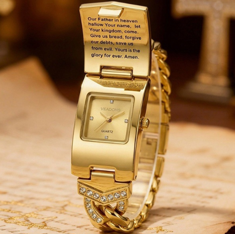 ⌚✨ Sommerliche Eleganz: Damen-Armuhr mit funkelndem Kristallkreuz, geometrischem Rechteck-Zifferblatt & hochwertigem Metallarmband – 50% RABATT! 🌸