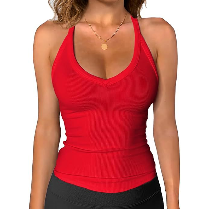 💥 50% RABATT! 👚 Damen Ribbed V-Ausschnitt Tanktop – Stretchig, figurbetont & ideal für Sommer, Sport & Layering ✨