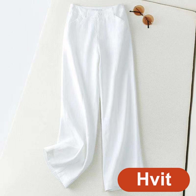 Sommerbukser med Rett Ben i Bomull og Lin