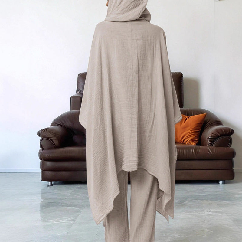 2-teiliges Damen-Set: Cardigan mit Kapuze & Hose mit hohem Bund