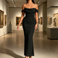 🧜‍♀️✨ Damen schulterfreies Maxikleid im Meerjungfrau-Stil mit Raffungen – 50% RABATT! Romantisch, feminin & perfekt für Strand, Hochzeit oder festliche Anlässe 🌊
