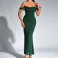🧜‍♀️✨ Damen schulterfreies Maxikleid im Meerjungfrau-Stil mit Raffungen – 50% RABATT! Romantisch, feminin & perfekt für Strand, Hochzeit oder festliche Anlässe 🌊