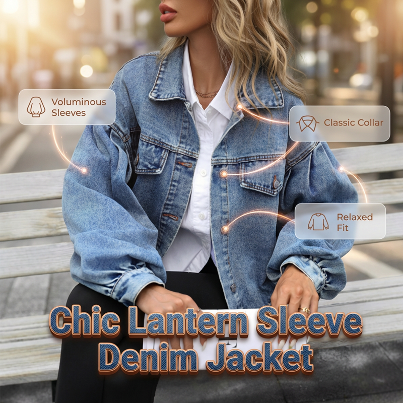 🧥✨ Damen Jeansjacke mit Ballonärmeln – 50% RABATT! Trendiger Oversize-Look, lässig & perfekt für Frühling/Herbst 🍂