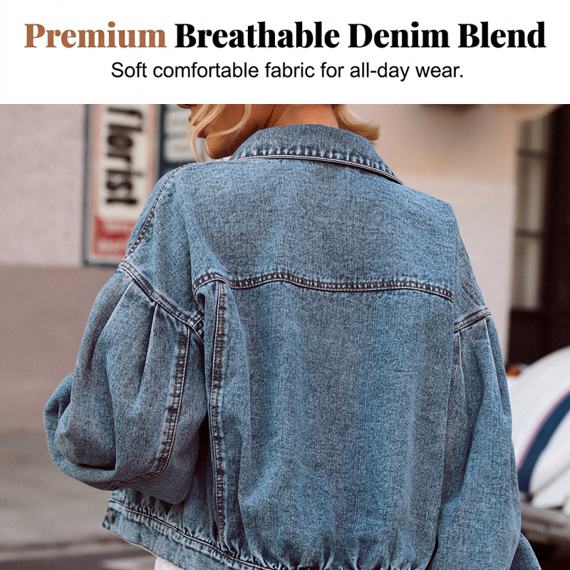 🧥✨ Damen Jeansjacke mit Ballonärmeln – 50% RABATT! Trendiger Oversize-Look, lässig & perfekt für Frühling/Herbst 🍂