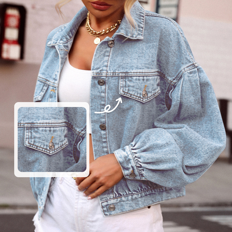 🧥✨ Damen Jeansjacke mit Ballonärmeln – 50% RABATT! Trendiger Oversize-Look, lässig & perfekt für Frühling/Herbst 🍂
