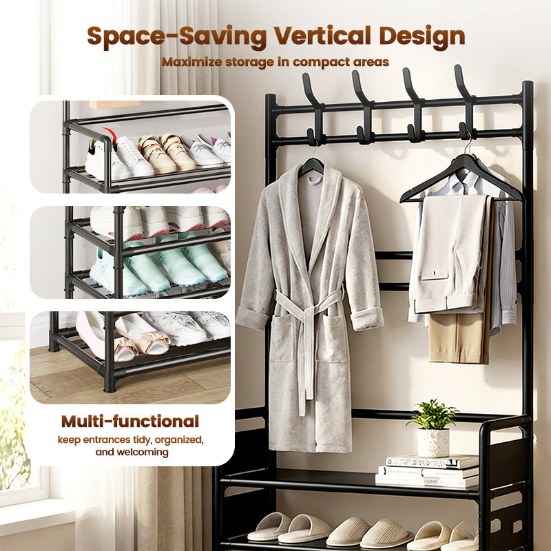 🏠✨ Multifunktionaler Flur-Schuh- & Garderoben-Ständer – Kompakt, robust & platzsparend für eine organisierte Eingangszone 🧥