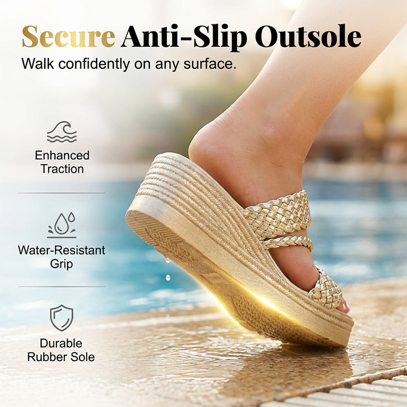 👠🌺 50% RABATT! Damen-Plateausandalen mit gewebtem Riemen – Elegant, bequem & perfekt für Sommer, Party & Strand ✨