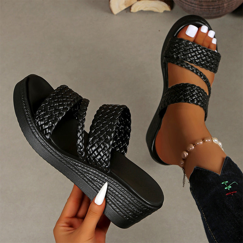 👠🌺 50% RABATT! Damen-Plateausandalen mit gewebtem Riemen – Elegant, bequem & perfekt für Sommer, Party & Strand ✨