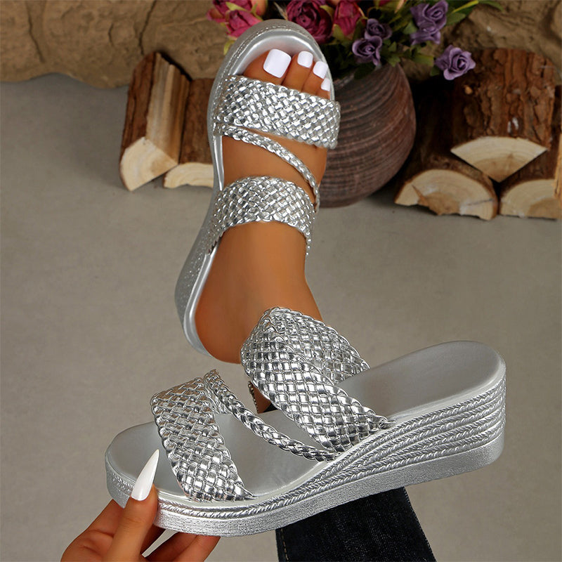 👠🌺 50% RABATT! Damen-Plateausandalen mit gewebtem Riemen – Elegant, bequem & perfekt für Sommer, Party & Strand ✨