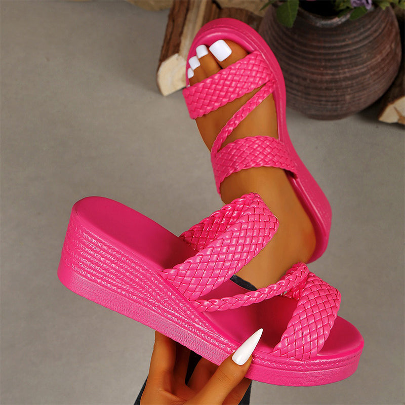 👠🌺 50% RABATT! Damen-Plateausandalen mit gewebtem Riemen – Elegant, bequem & perfekt für Sommer, Party & Strand ✨