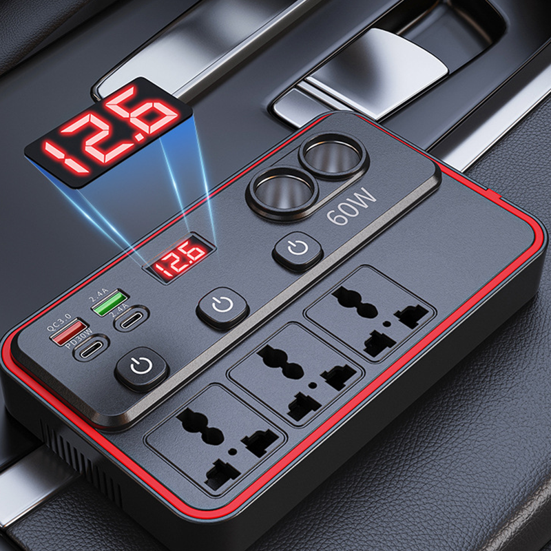 🔌🚗 50% RABATT! Multifunktionales Autoladegerät mit Steckdosen und USB-Anschluss – 3 USB-Ports, 2 AC-Steckdosen & LED-Beleuchtung ✨