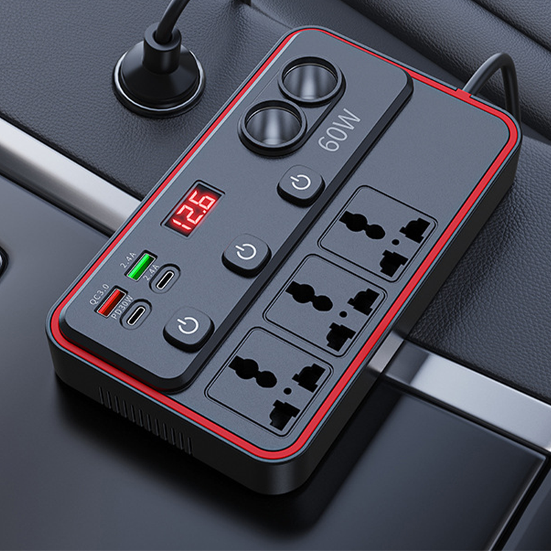 🔌🚗 50% RABATT! Multifunktionales Autoladegerät mit Steckdosen und USB-Anschluss – 3 USB-Ports, 2 AC-Steckdosen & LED-Beleuchtung ✨