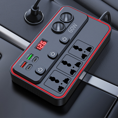 🔌🚗 50% RABATT! Multifunktionales Autoladegerät mit Steckdosen und USB-Anschluss – 3 USB-Ports, 2 AC-Steckdosen & LED-Beleuchtung ✨