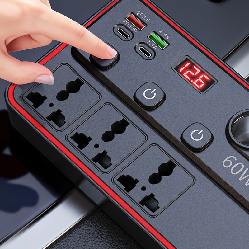 🔌🚗 50% RABATT! Multifunktionales Autoladegerät mit Steckdosen und USB-Anschluss – 3 USB-Ports, 2 AC-Steckdosen & LED-Beleuchtung ✨