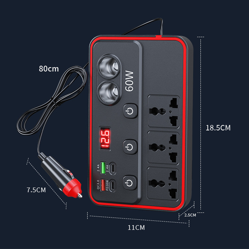 🔌🚗 50% RABATT! Multifunktionales Autoladegerät mit Steckdosen und USB-Anschluss – 3 USB-Ports, 2 AC-Steckdosen & LED-Beleuchtung ✨