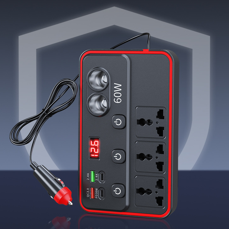 🔌🚗 50% RABATT! Multifunktionales Autoladegerät mit Steckdosen und USB-Anschluss – 3 USB-Ports, 2 AC-Steckdosen & LED-Beleuchtung ✨