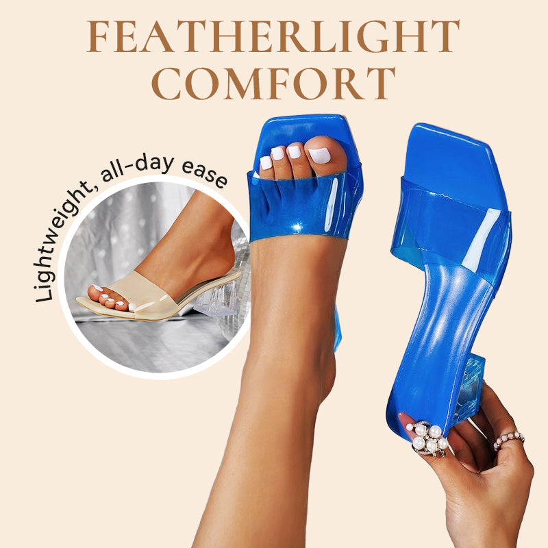 👡✨ Transparente Sandalen mit klobigem Absatz und quadratischer Spitze – 50% RABATT! Modisch, bequem & perfekt für Sommer, Büro oder festliche Anlässe 💫