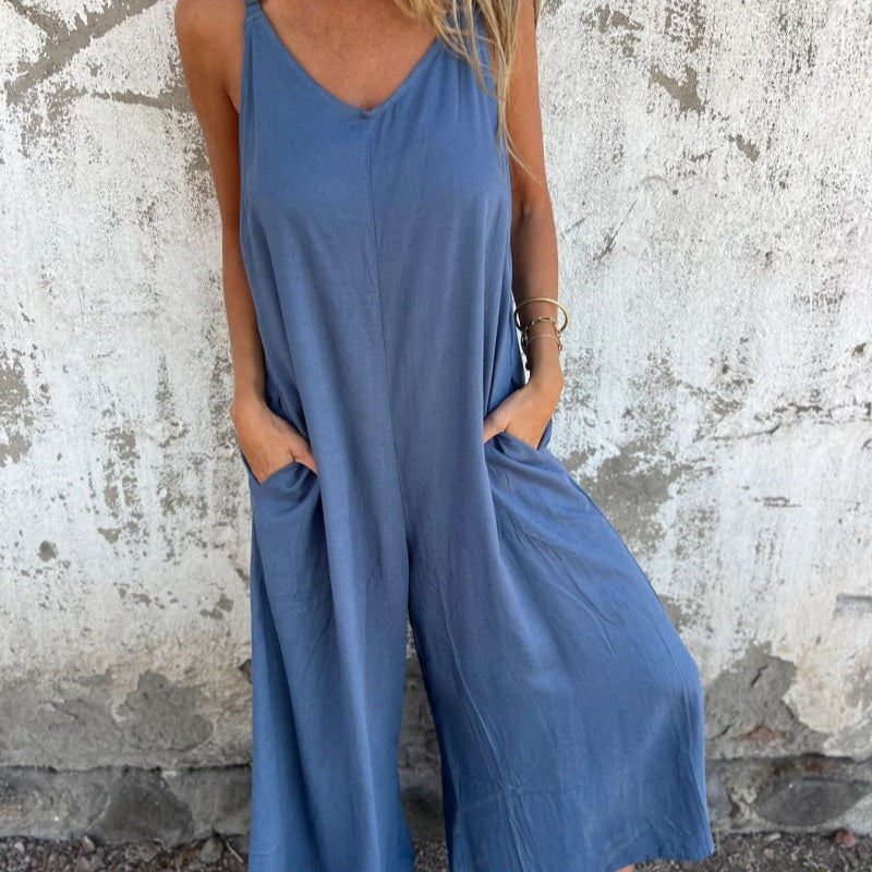 👖💚 50% RABATT! Lässiger Damen-Jumpsuit aus Baumwoll-Leinen-Mix – Mit Taschen & verstellbaren Trägern, der perfekte Sommer-Begleiter ☀️