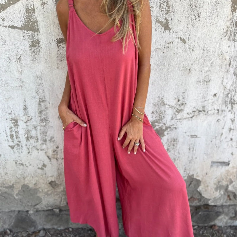 👖💚 50% RABATT! Lässiger Damen-Jumpsuit aus Baumwoll-Leinen-Mix – Mit Taschen & verstellbaren Trägern, der perfekte Sommer-Begleiter ☀️