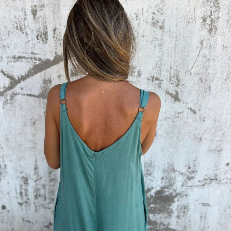 👖💚 50% RABATT! Lässiger Damen-Jumpsuit aus Baumwoll-Leinen-Mix – Mit Taschen & verstellbaren Trägern, der perfekte Sommer-Begleiter ☀️