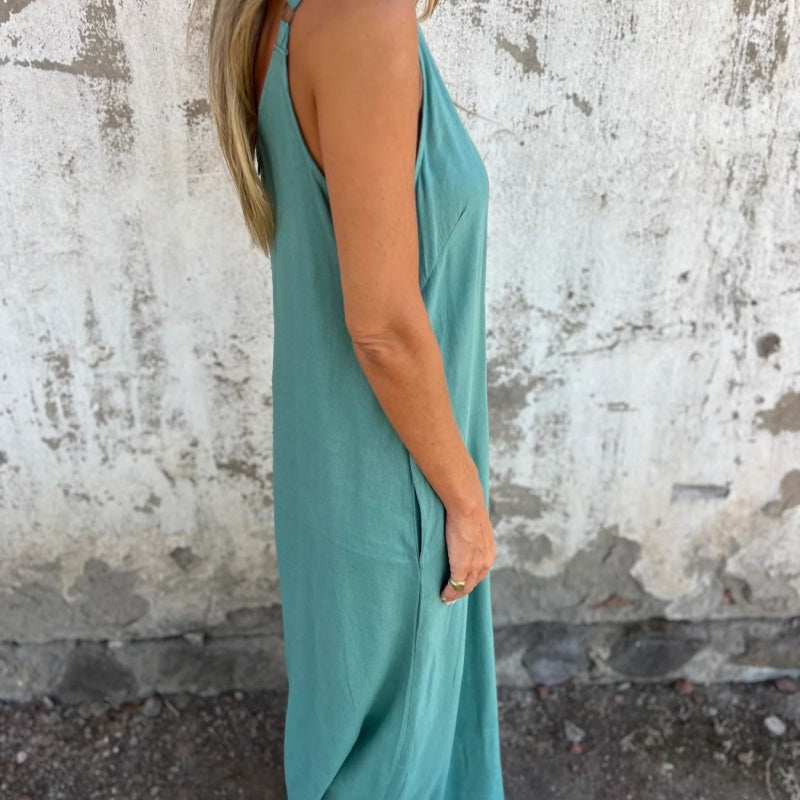 👖💚 50% RABATT! Lässiger Damen-Jumpsuit aus Baumwoll-Leinen-Mix – Mit Taschen & verstellbaren Trägern, der perfekte Sommer-Begleiter ☀️